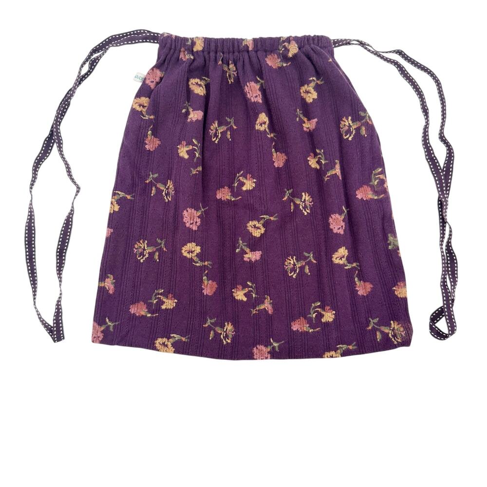 Sundance purple floral Drawstring pouch Bag travel accessory 12" x 12" storage